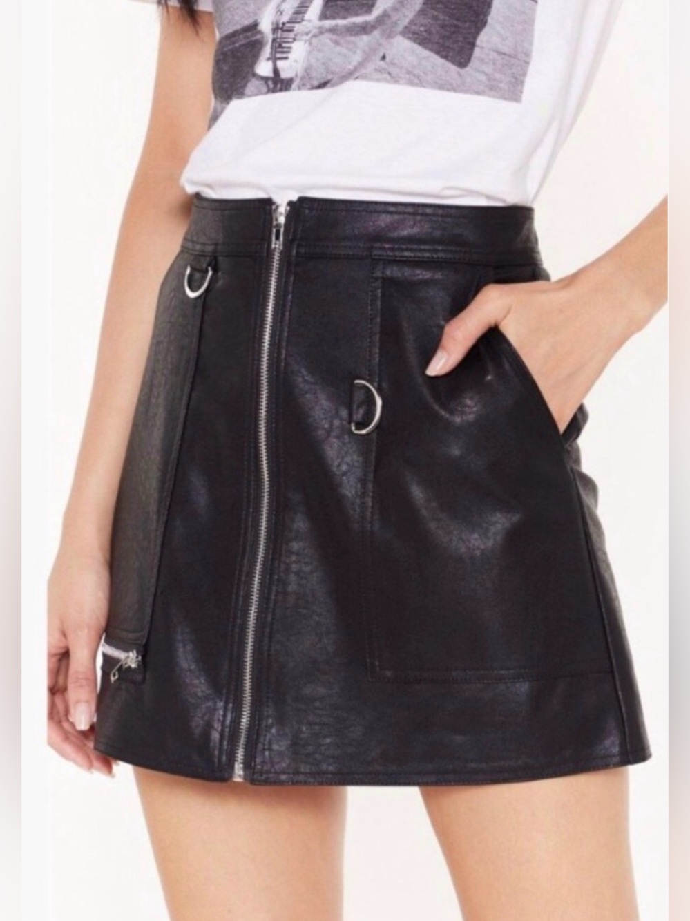 NWT Nasty Gal High Waisted Faux Leather Mini Skirt - 4
